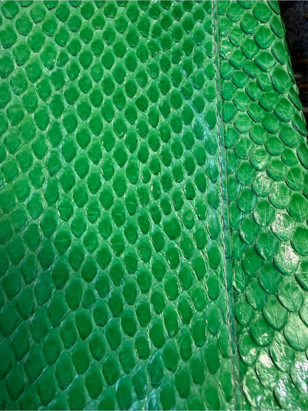 Green Python-Embossed Tassel Clutch - Picture 5 of 9